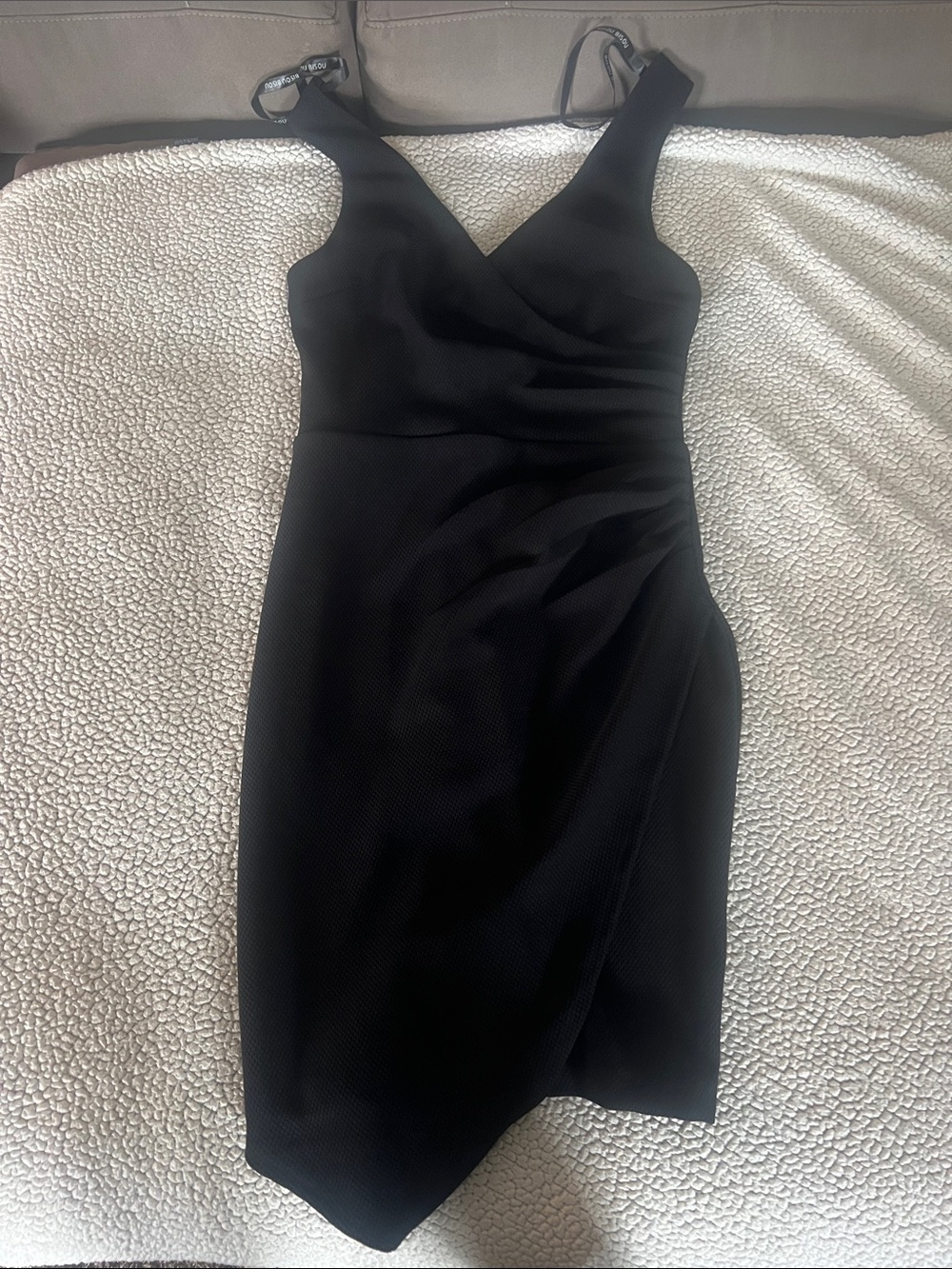 Bisou Bisou Black Sleeveless V-Neck Midi Sheath Dress